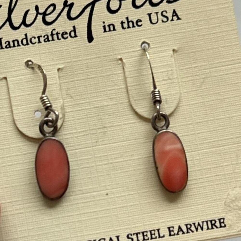 Red pink coral boho earrings handcrafted - Picture 5 of 7